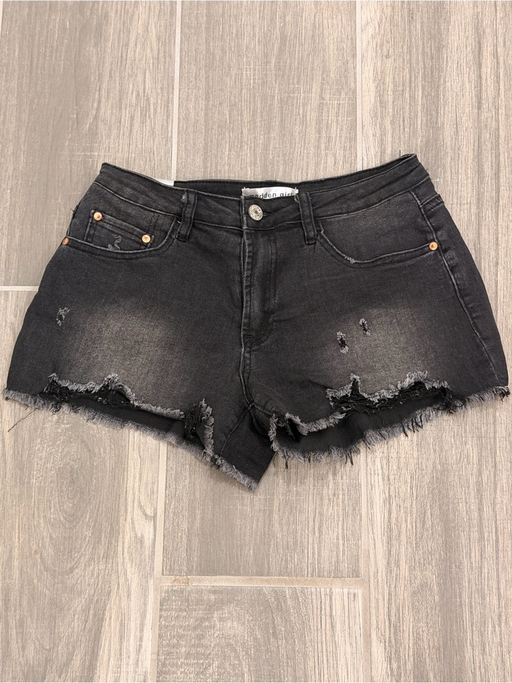 Madden Girl Black Distressed Jean Shorts 5